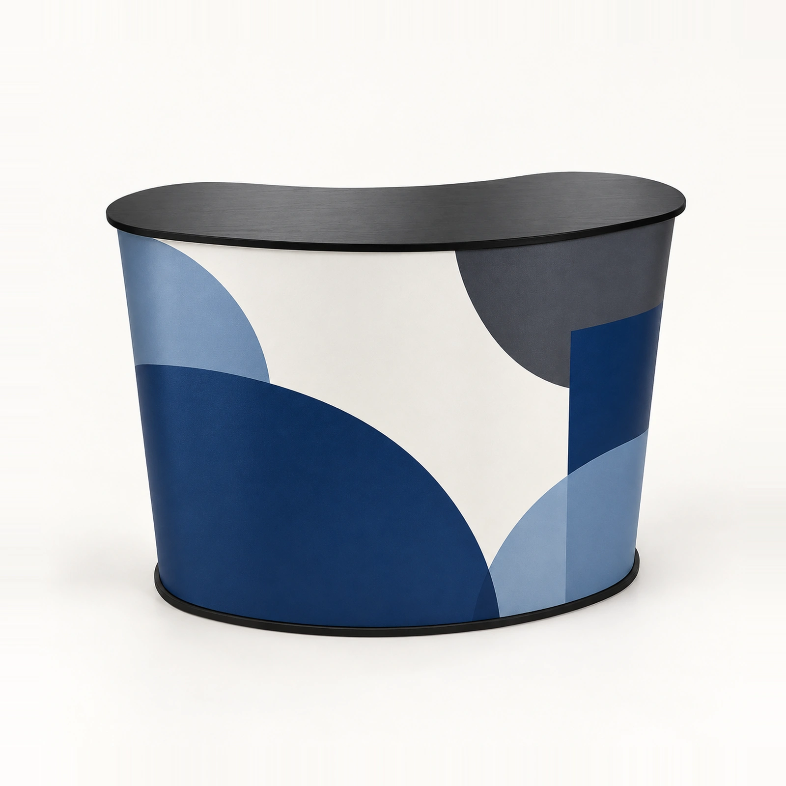 Exemple : comptoir PVC éco 91 × 93 × 50 cm, avec tablette noire.